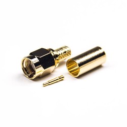 20pcs SMA 50 Ohm Connector Male 180 Degree Crimp Type Gold Plating