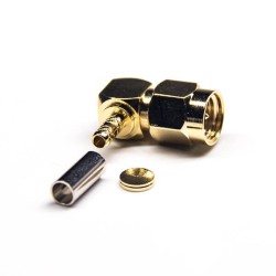 20pcs SMA 50ohm Male Right Angled Connector Crimp Type for Coaxial Cable RG316