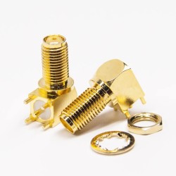 20pcs SMA Connector Bulkhead R/A Female Through Hole for PCB Gold Plated