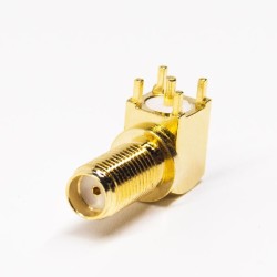 20pcs SMA Connector Bulkhead R/A Female Through Hole for PCB Gold Plated