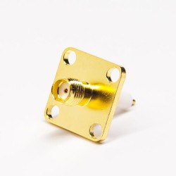 20pcs SMA Jack Connectors 4Hole Flange Gold Plated for Panel Mount with Extended PTFE (Custom)