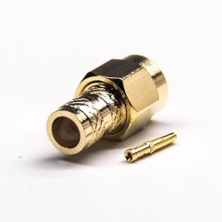 20pcs SMA Straight RP Male Connector Female Pin Crimp Type Gold Plating
