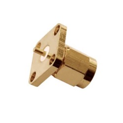 4Hole Square Flange Straight SMA RF Plug Connector for Panel Mount