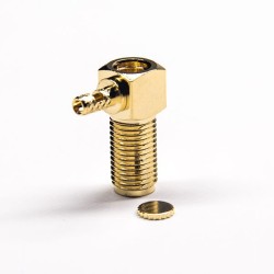 90 Degree Female Connector SMA Right Angled Crimp Type Gold Plating