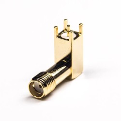 90° SMA Connector Threaded Right Angled Through Hole for PCB 50 Ohm