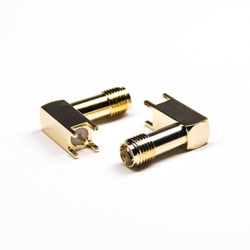 90° SMA Connector Threaded Right Angled Through Hole for PCB 50 Ohm 90° SMA Connector Threaded Right Angled Through Hole for PCB 50 Ohm