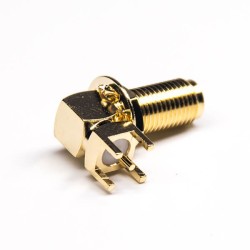 Angled SMA Connector Female front Bulkhead Through Hole for PCB Mount 50 Ohm