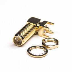 Angled SMA Connector Female front Bulkhead Through Hole for PCB Mount 50 Ohm