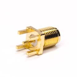 Bulkhead SMA Connector Female Straight Through Hole for PCB Mount