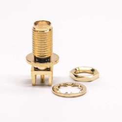 Bulkhead SMA Straight Jack Connector for PCB Through Hole