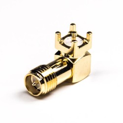 DIP Type SMA Connector 90 Degree Female Panel Mount Gold Plating