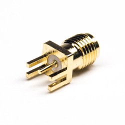 Edge Mount SMA Connector Straight Female Threaded Gold Plating for PCB Mount