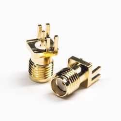 Edge Mount SMA Connector Straight Female Threaded Gold Plating for PCB Mount