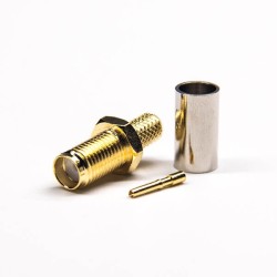 Female SMA Connector 180 Degree Golder Plating Crimp Type for Coaxial Cable RG58