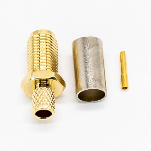 Female SMA Connector 180 Degree Golder Plating Crimp Type for Coaxial Cable RG58 Female SMA Connector 180 Degree Golder Plating Crimp Type for Coaxial Cable RG58