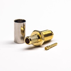 Female SMA Connector 180 Degree Golder Plating Crimp Type for Coaxial Cable RG58