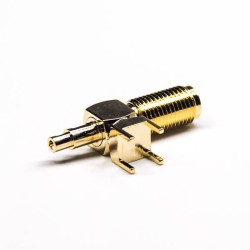 Female SMA Type Connector Through Hole Crimp Window Solder Gold Plating