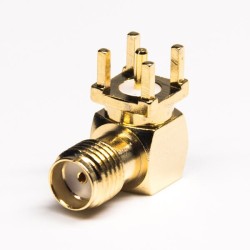 Gold Plating SMA Connector Right Angled Jack Through Hole for PCB Mount