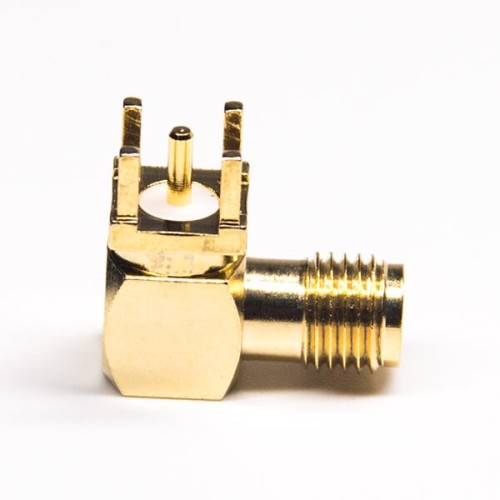 Gold Plating SMA Connector Right Angled Jack Through Hole for PCB Mount Gold Plating SMA Connector Right Angled Jack Through Hole for PCB Mount