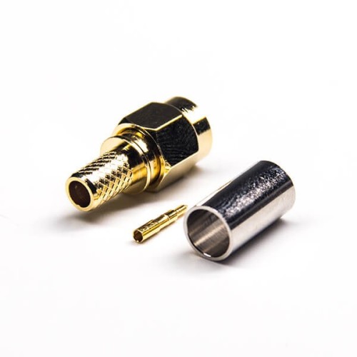 RF Connector SMA Male Straight Crimp Type for Coaxial Cable Gold Plating RF Connector SMA Male Straight Crimp Type for Coaxial Cable Gold Plating