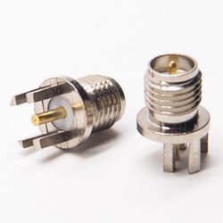 RP SMA Female Straight Connector Plate Edge Mount for PCB Mount