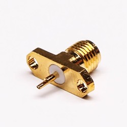 SMA 2 Hole Flange Connector 180 Degree Female Solder Cup for Cable