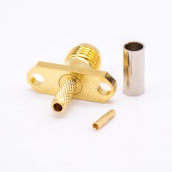SMA 2 Hole Flange Connector Female Straight Cirmp Type Coaxial Cable