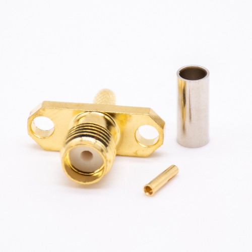 SMA 2 Hole Flange Connector Female Straight Cirmp Type Coaxial Cable SMA 2 Hole Flange Connector Female Straight Cirmp Type Coaxial Cable