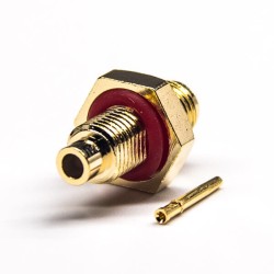 SMA Bulkhead 180 Degree Female Connector Solder Type 50 Ohm Gold Plating
