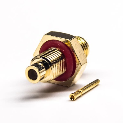 SMA Bulkhead 180 Degree Female Connector Solder Type 50 Ohm Gold Plating SMA Bulkhead 180 Degree Female Connector Solder Type 50 Ohm Gold Plating