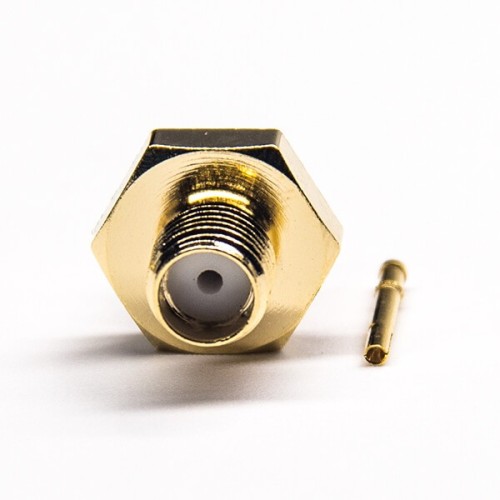 SMA Bulkhead 180 Degree Female Connector Solder Type 50 Ohm Gold Plating SMA Bulkhead 180 Degree Female Connector Solder Type 50 Ohm Gold Plating