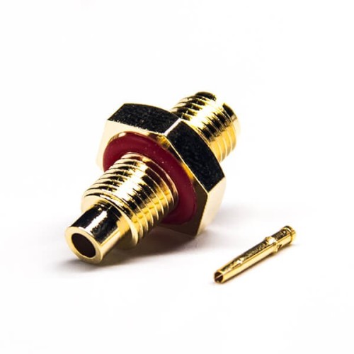 SMA Bulkhead 180 Degree Female Connector Solder Type 50 Ohm Gold Plating SMA Bulkhead 180 Degree Female Connector Solder Type 50 Ohm Gold Plating