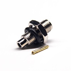 SMA Bulkhead Female 180 Degree Wire Solder Crimp Type for Coaxial Cable
