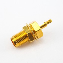 SMA Connector for Panel Female 180 Degree Front Bulkhead Crimp Window Solder for 1.13mm/1.32mm Cable