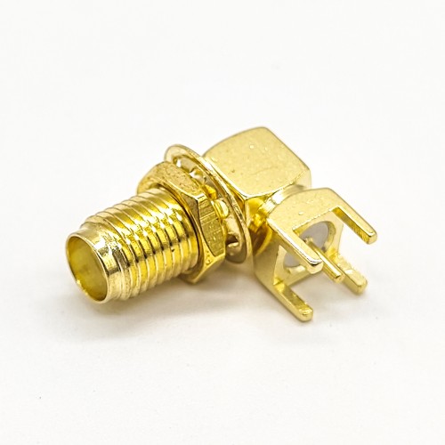 SMA Connector Type Right Angled Female Through Hole for PCB Mount SMA Connector Type Right Angled Female Through Hole for PCB Mount