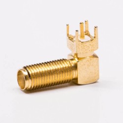 SMA Female Connector 90 Degree Bulkhead for PCB Mount