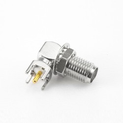 SMA Female Connector PCB Mount 90 Degree DIP Type Front Bulkhead Nickel Plating