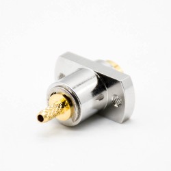 SMA Female Connectors 50Ω Standard Panel Mount 4 Hole Flange Crimp for Cable LMR400 Nickel Platin Straight