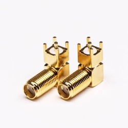 SMA Female Right Angle Connector Through Hole for PCB Mount