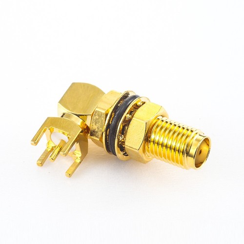 SMA Front Bulkhead Waterproof Connector Female Angled DIP Type SMA Front Bulkhead Waterproof Connector Female Angled DIP Type
