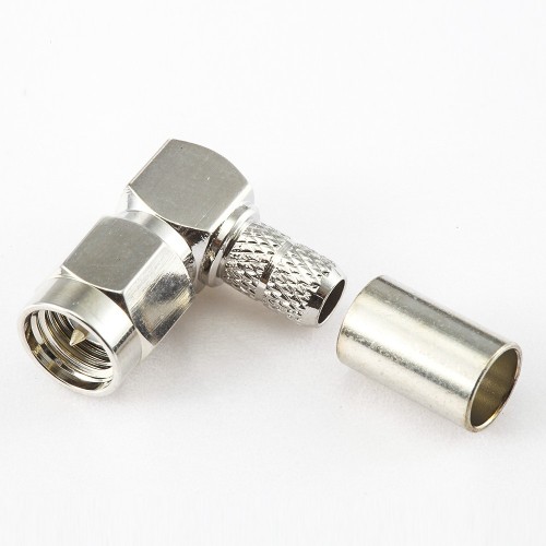 SMA Male 90 Degree Connector Crimp Type for RG58/RG142/SYV50-3 SMA Male 90 Degree Connector Crimp Type for RG58/RG142/SYV50-3
