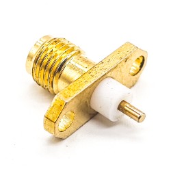 SMA Panel Connector Female Straight 2 Holes Flange Welding Plate for PCB Mount