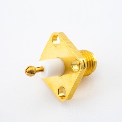 SMA Type Connector Female Straight PCB Mount Welding Plate 4 Holes Flange