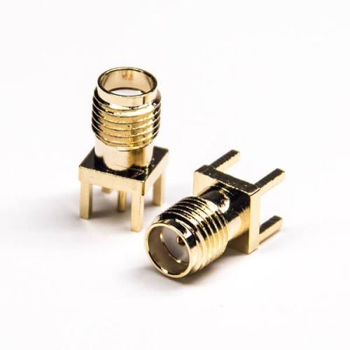 Threaded Type SMA Connector 180 Degree Female Through Hole for PCB Mount Threaded Type SMA Connector 180 Degree Female Through Hole for PCB Mount