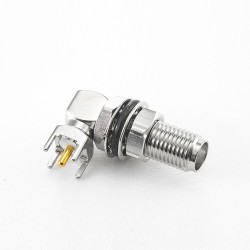 Waterproof SMA Connector PCB Mount Female Angle DIP Type Front Bulkhead Nickel Plating