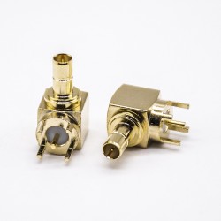 SMB Coaxial Connector Right Angle Female Through Hole for PCB Mount