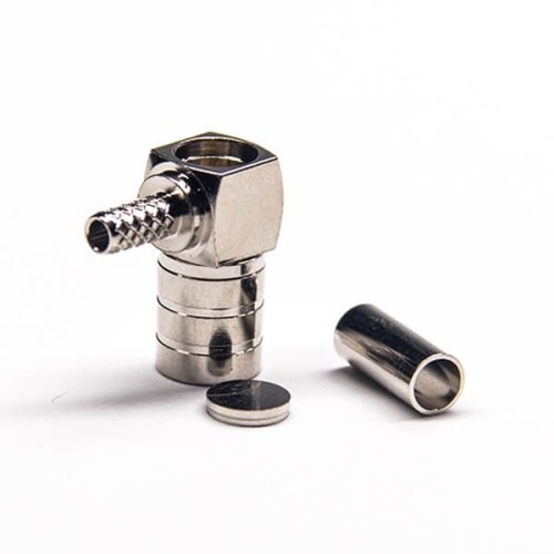 SMB Plug Connector Right Angled Crimp Type for Cable Nickel Plating SMB Plug Connector Right Angled Crimp Type for Cable Nickel Plating