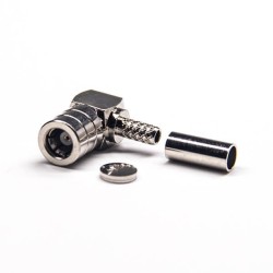 SMB Plug Connector Right Angled Crimp Type for Cable Nickel Plating