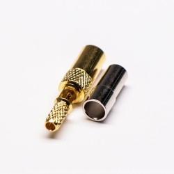 RF Coaxial Cable SSMB Connector Male 180 Degree Crimp Window Solder Type