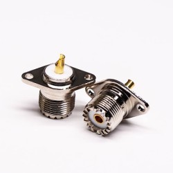 20pcs UHF Female 180° Connector Solder Type 2 Hole for Flange Mount